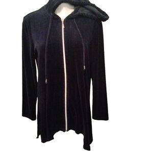 Chico's Zenergy ladies royal blue hooded zip up jacket long sleeve